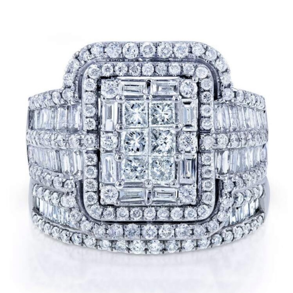2pcs luxury exaggerated women's Cubic Zirconia pair ring set ring - Picture 3 of 13